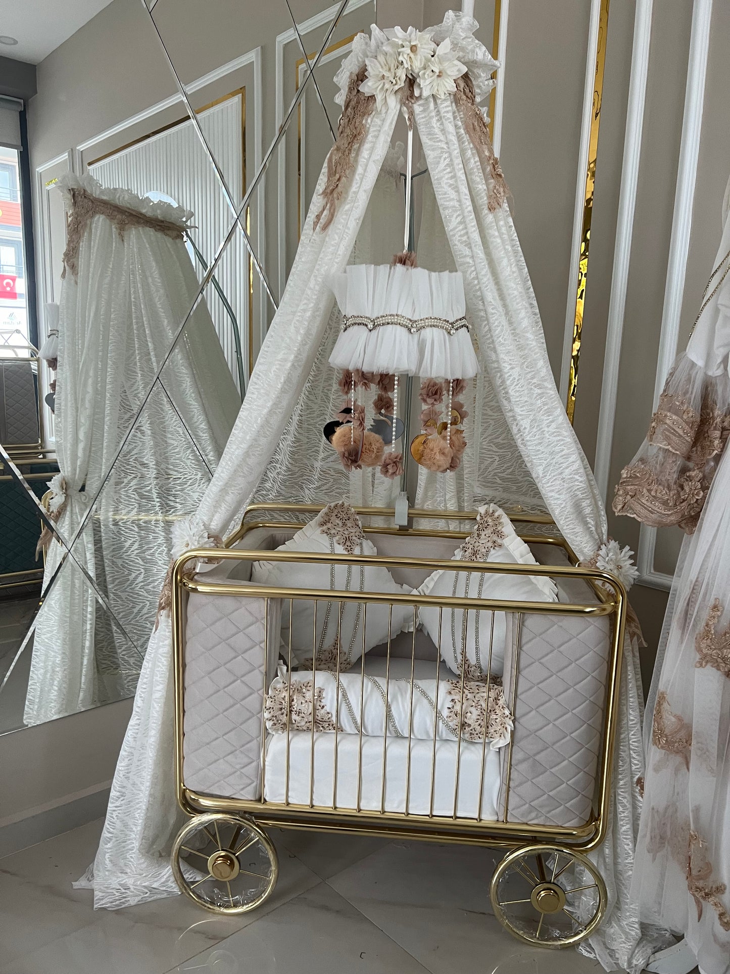 Celebrity Nest White And Golden Details