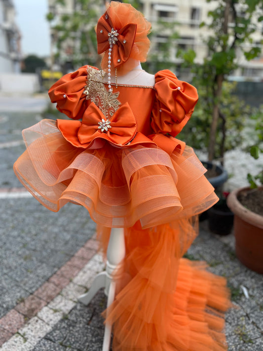 Long Tailed Stone Detailed Puffy Special Day Dress